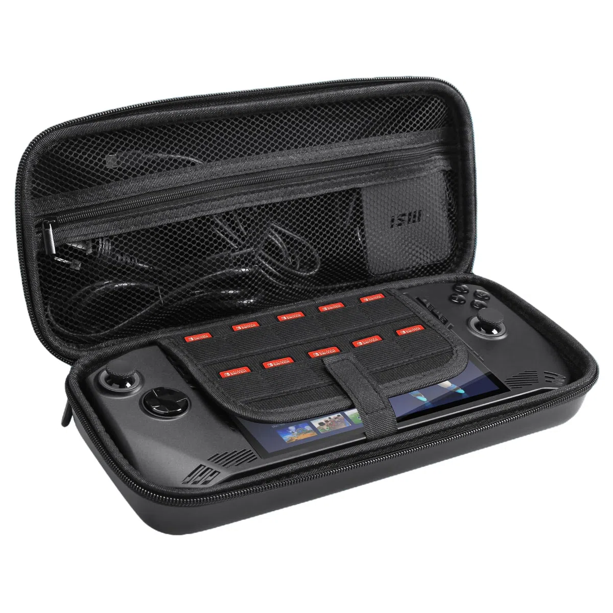 Hzycwgone Funda para MSI Claw,Viajar Bolsa de Transporte para MSI Claw A1M Juegos Portátiles,Estuche Rígido con Ranura para Tarjetas de Juego & Bolsillo de Malla para MSI Claw Accesorios(Negro)