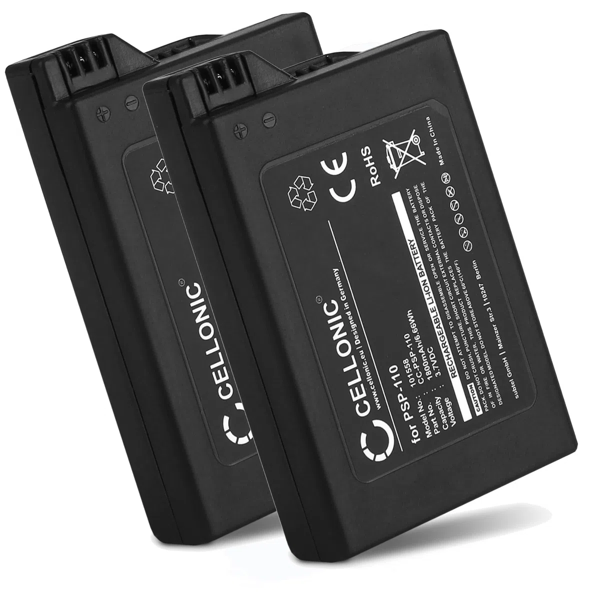 CELLONIC 2X Batería para Videoconsola Compatible con Sony PSP 1, PSP-110 - (1800mAh, 3.7V)