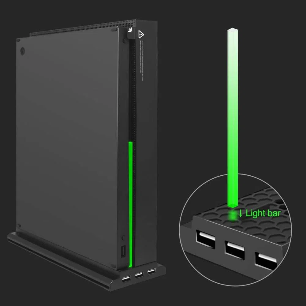 N+B Soporte Vertical de Refrigeración para Xbox One X, 3 Ventiladores, 3 Puertos USB, Negro