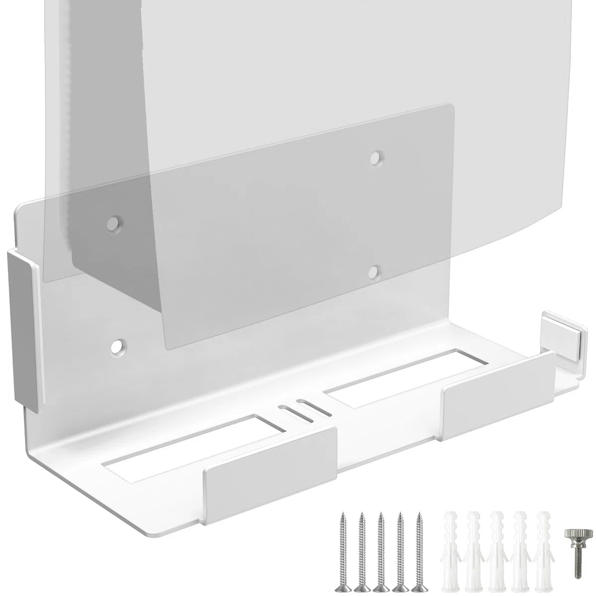 Soporte de pared para PS5, soporte de pared compatible con PS5 original (disco y digital), soporte de pared compatible con Playstation 5 (no incluye soporte para controlador y colgador de auriculares)