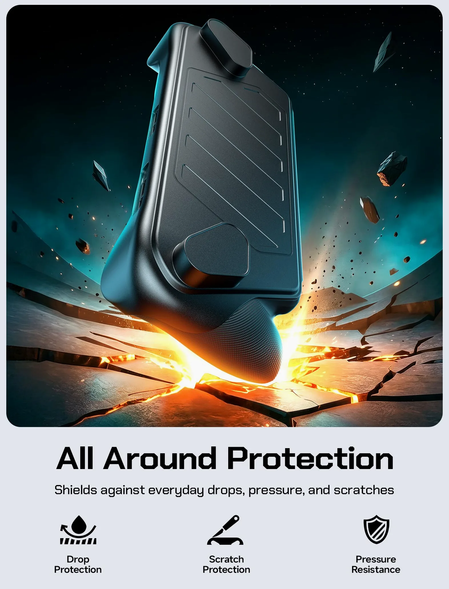 JSAUX ModCase para ROG Xbox Ally/Ally X, Funda Protectora con Soporte | Cubierta frontal extraíble, ranuras Micro SD, correa de sujeción y agarre antideslizante