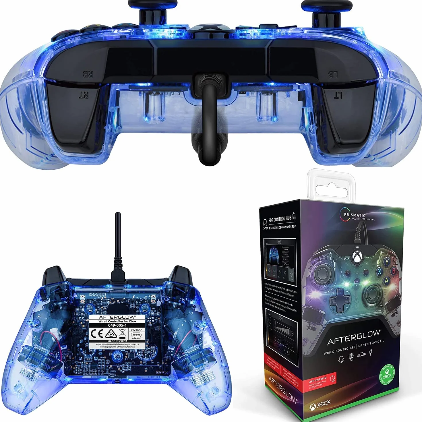 PDP Mando con cable Afterglow para Xbox y Series X/S Azul (Prismatic)
