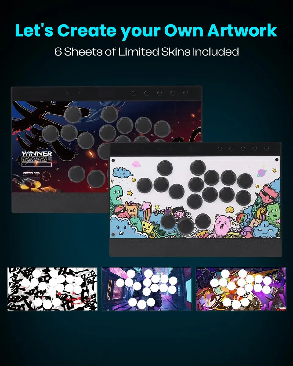 Sehawei Haute42 C16 Leverless Arcade Controller - Magnetic Detachable Panel para DIY Art, RGB Button Rims, Tournament Lock Switch - Compatible con Switch 2/Switch/PC/PS3/PS4/Steam
