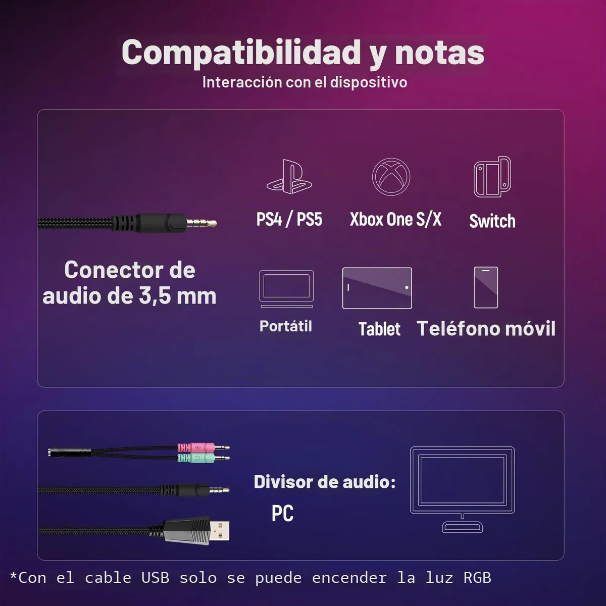Ozeino Auriculares para juegos PS4 PS5 PC con sonido envolvente 3D con micrófono, auriculares cancelación de ruido, luces RGB para gamers