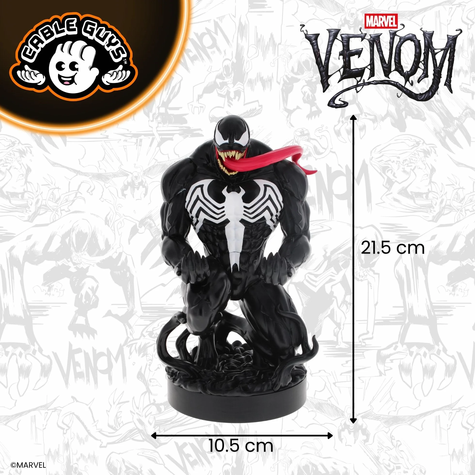 Cableguys Marvel Venom Soporte Mando y Movil - Figuras Soporte para movil y Mando, Compatible con Xbox, PlayStation y la mayoría de mandos estándar, Accesorios Escritorio Gaming