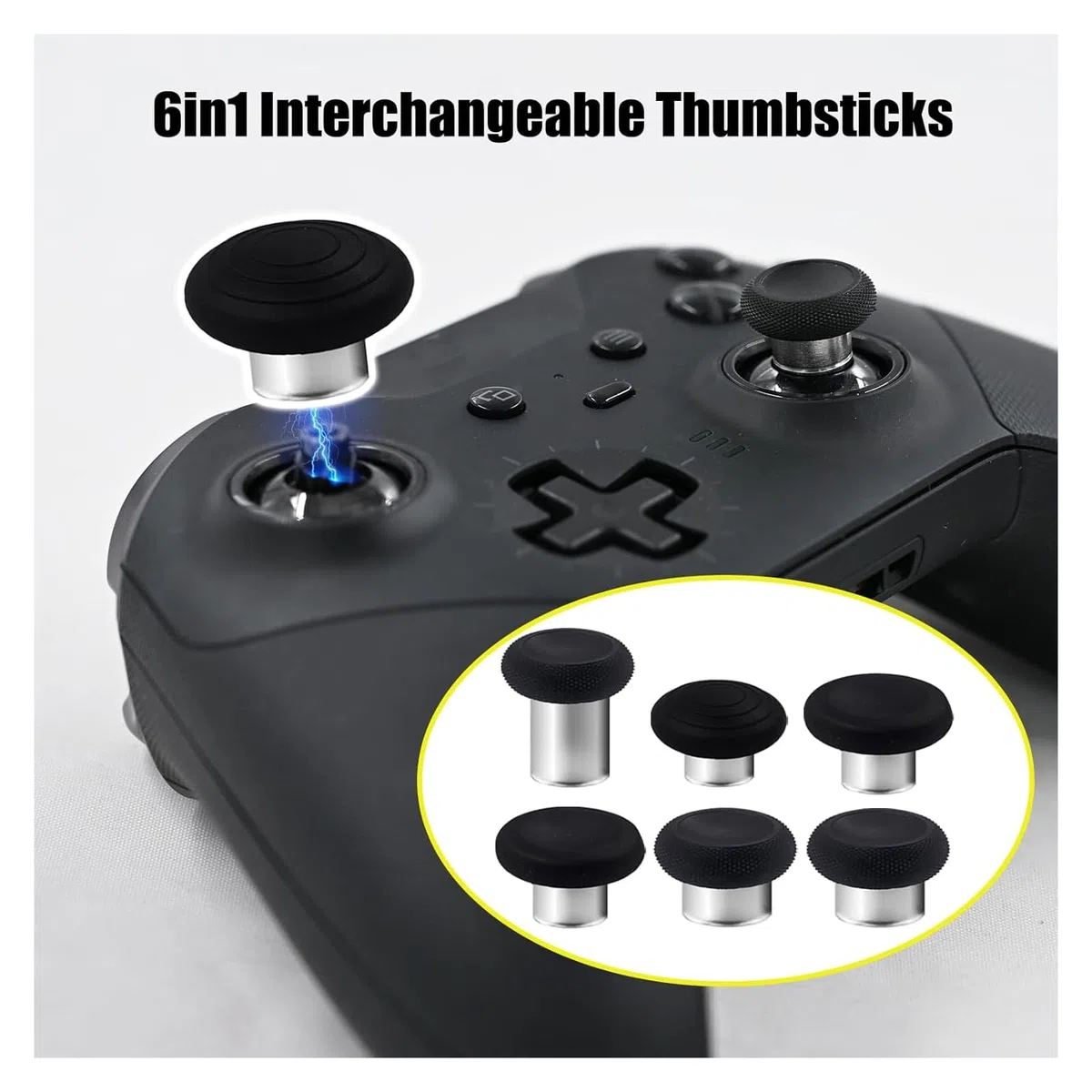 Peixiong Juego de componentes de los mandos 13 en 1 para Xbox Elite Series 2 Core Controllers con 6 joysticks metálicos y herramientas, 2 D-Pads, 4 paletas para Xbox Elite Series 2 (negro)