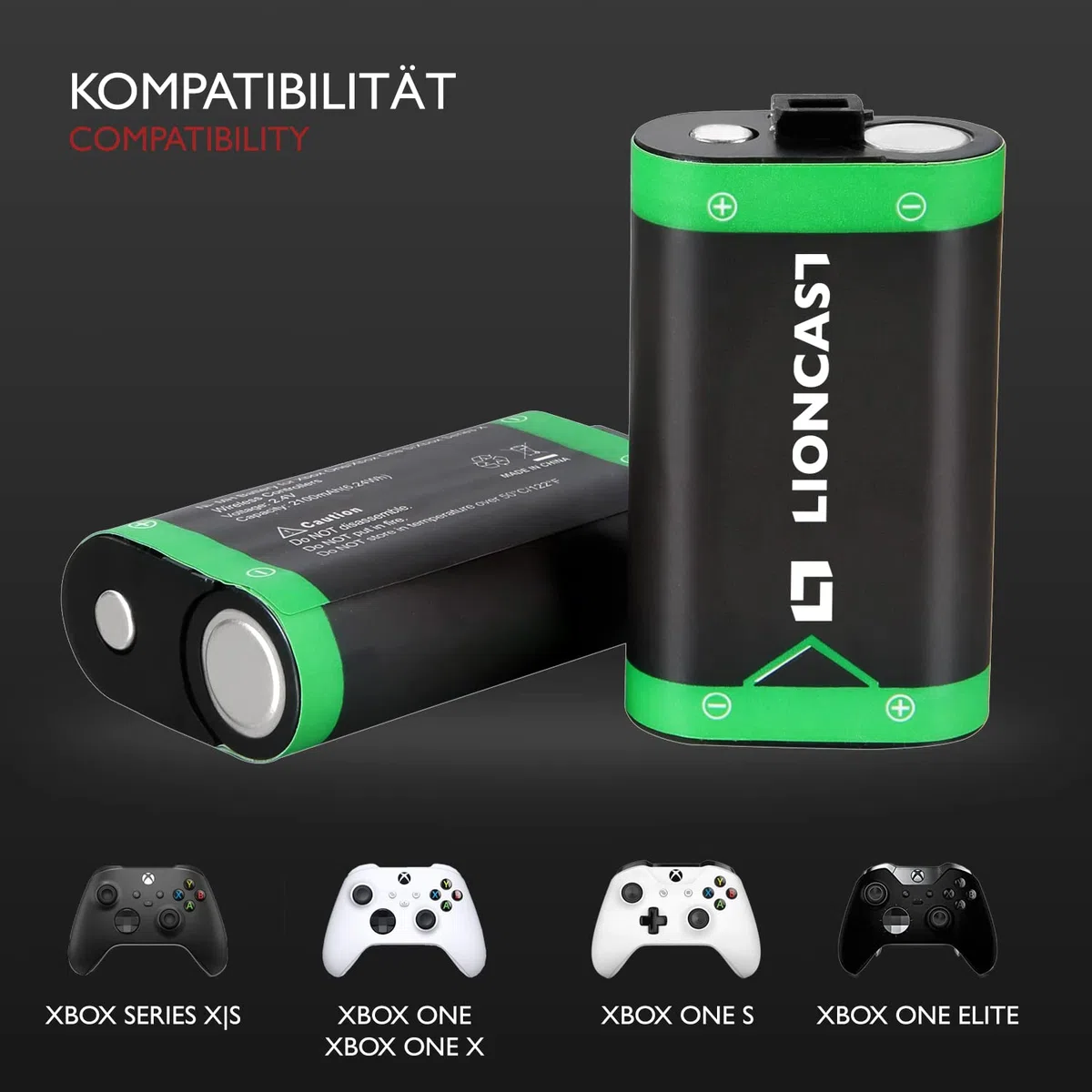 Lioncast Batería para el Mando de Xbox (2 baterías), batería Recargable para el Mando de Xbox, estación de Carga de baterías con Pantalla LED (batería para el Mando de Xbox Serie S y Xbox Serie X)