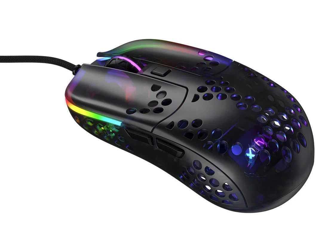 Xtrfy MZ1, Ratón Gaming Ultraligero con Cable, Sensor Pixart 3389 de Última Generación, Forma Única para Apuntar con Precisión, Iluminación RGB Regulable, Zy’s Rail Edition