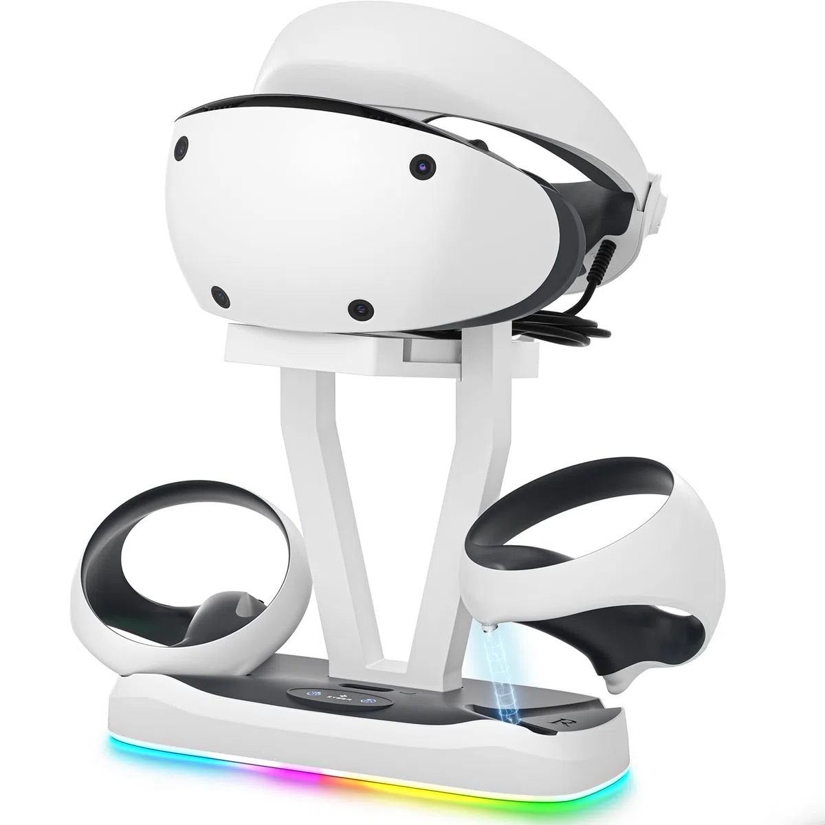 ZYBER Estación de carga para controlador PSVR2, conector de carga magnético para PS5 VR2 con soporte de base de carga LED para Playstation5 VR2, base de soporte de visualización de auriculares PSVR