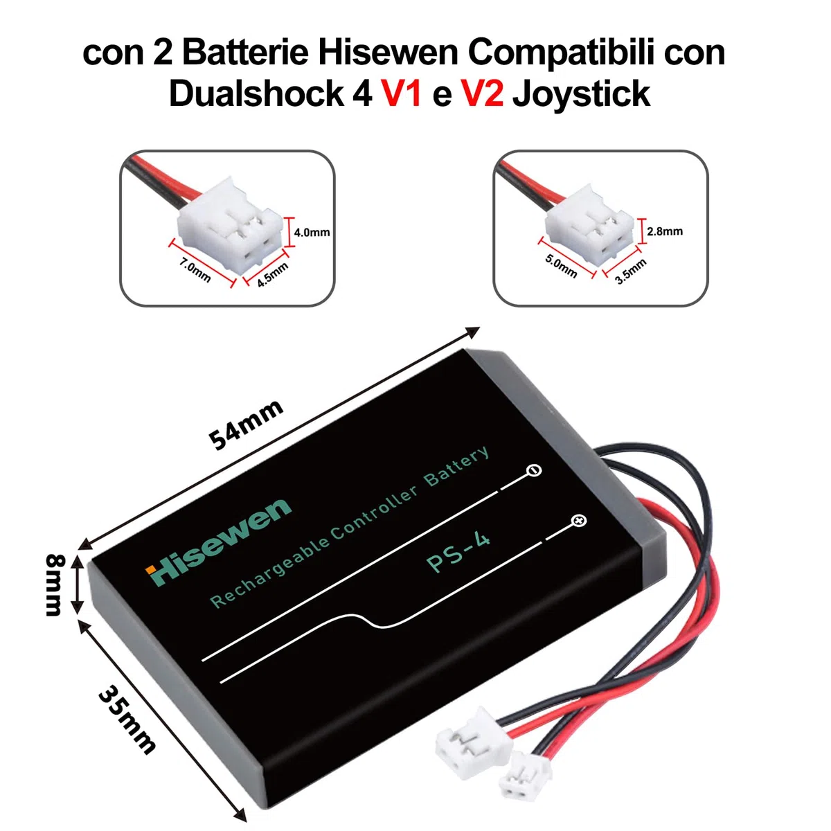 Batería Mando PS4, Hisewen 2Pack 2000mAh PS4Pro LIP1522 KCR1410 Baterías para Sony PlayStation 4 Dualshock 4 V1 V2 Mando CUH-ZCT2 CUH-ZCT2E CUH-ZCT1E CUH-ZCT1U