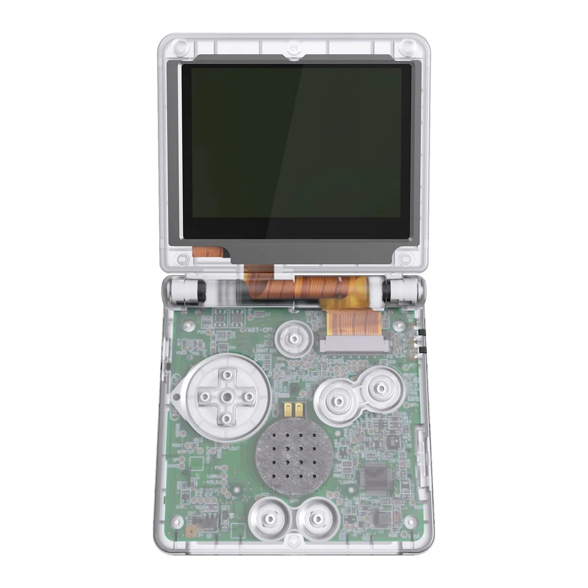 eXtremeRate Carcasa Transparente para Gameboy Advance SP, Funda Cubierta con Botones, Compatible con Todos IPS y LCD Estándar - Sin Consola ni Pantalla IPS, Claro