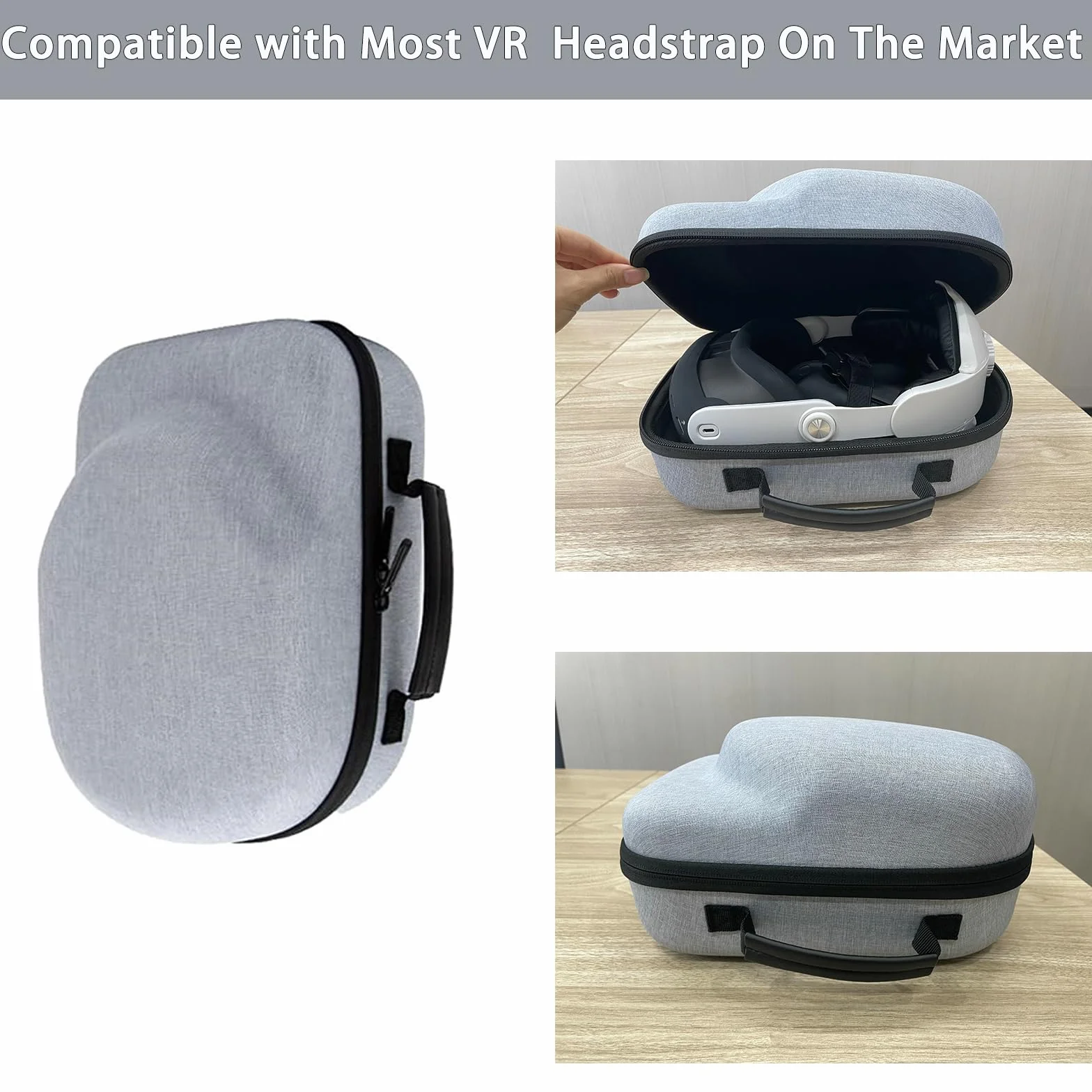 Funda para Meta Quest 3, funda de transporte de viaje para Meta Quest 3, protección contra golpes, bolsa de almacenamiento compatible con la mayoría de correas de realidad virtual en el mercado, gris,