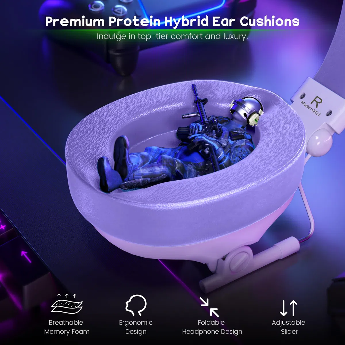WESEARY Cascos Gaming, Auriculares Gaming Estéreo con Micrófono para PS4/PS5/PC/Xbox One/Switch, Cascos con Cable y Conector de 3.5mm, Luz RGB Genial para Cancelación de Ruido