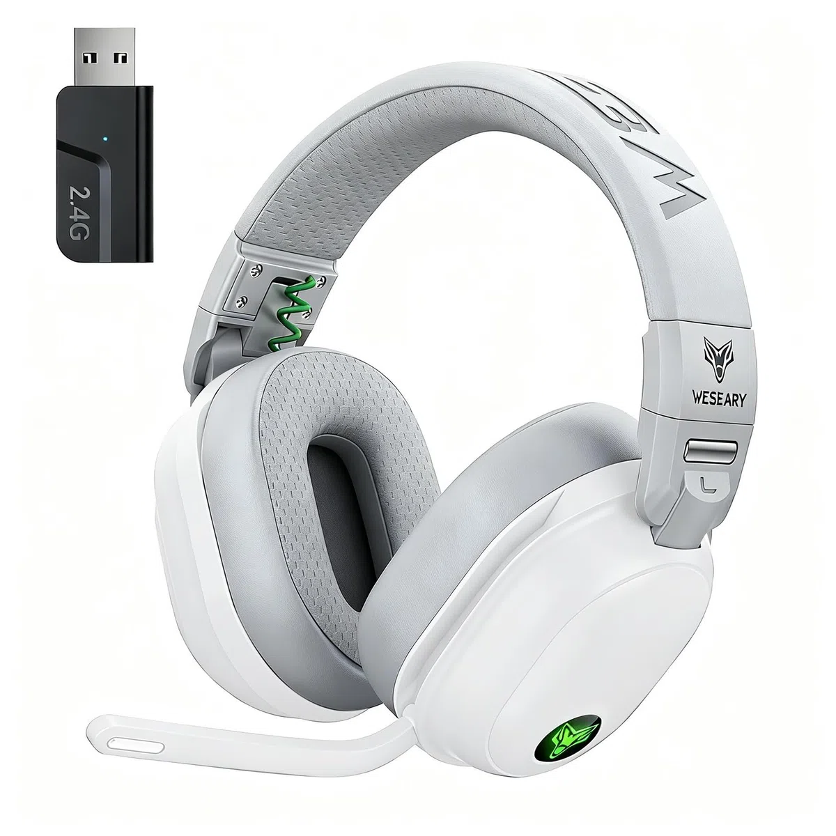 WESEARY WG3 Cascos Gaming Inalambricos, Auriculares Gaming Inalambricos de 2.4G para PS5, PS4, PC, Switch, Sonido Estéreo Auriculares con Microfono, Cascos PS5 con Luz RGB, Duración 50Hr+