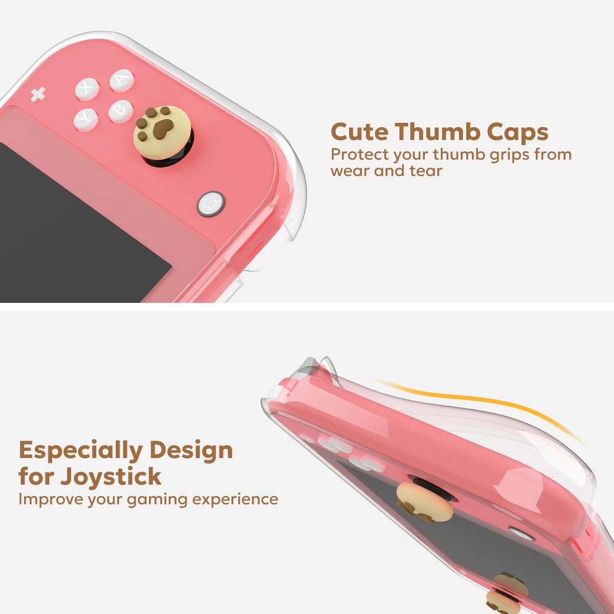 Funda innoAura Switch Lite, paquete de accesorios 14 en 1 con una bonita funda de transporte, protector de pantalla, funda para el juego y tapas para los pulgares (Oso marrón)