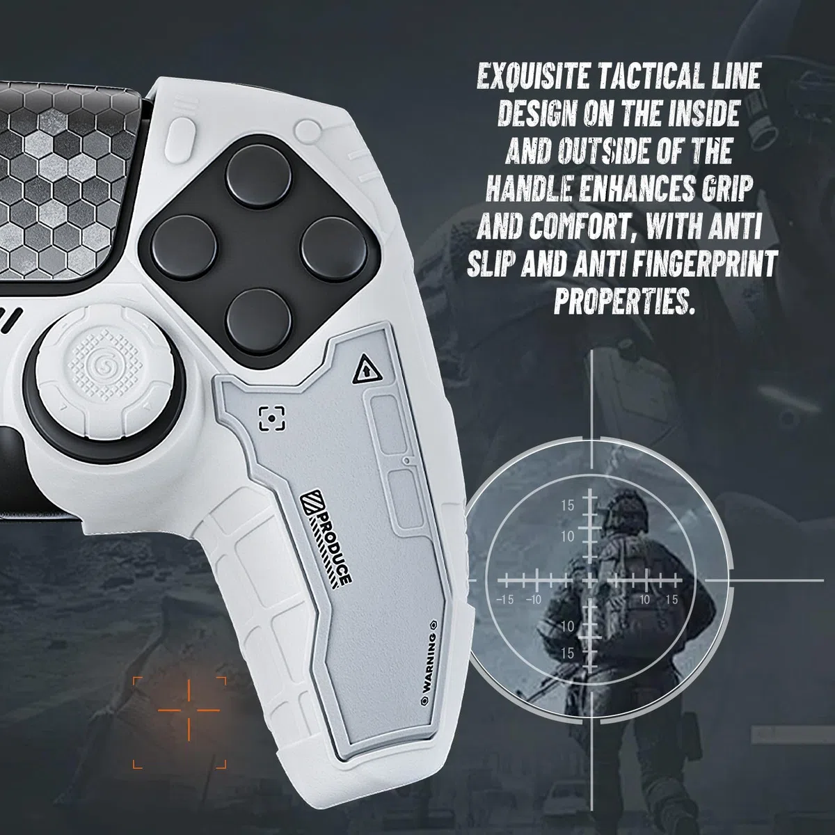 G.S.TAC - Juego de fundas para controlador táctico compatible con PS5, funda de silicona antideslizante compatible con controlador PS5, 2 empuñaduras para el pulgar y 2 calcomanías, compatible con