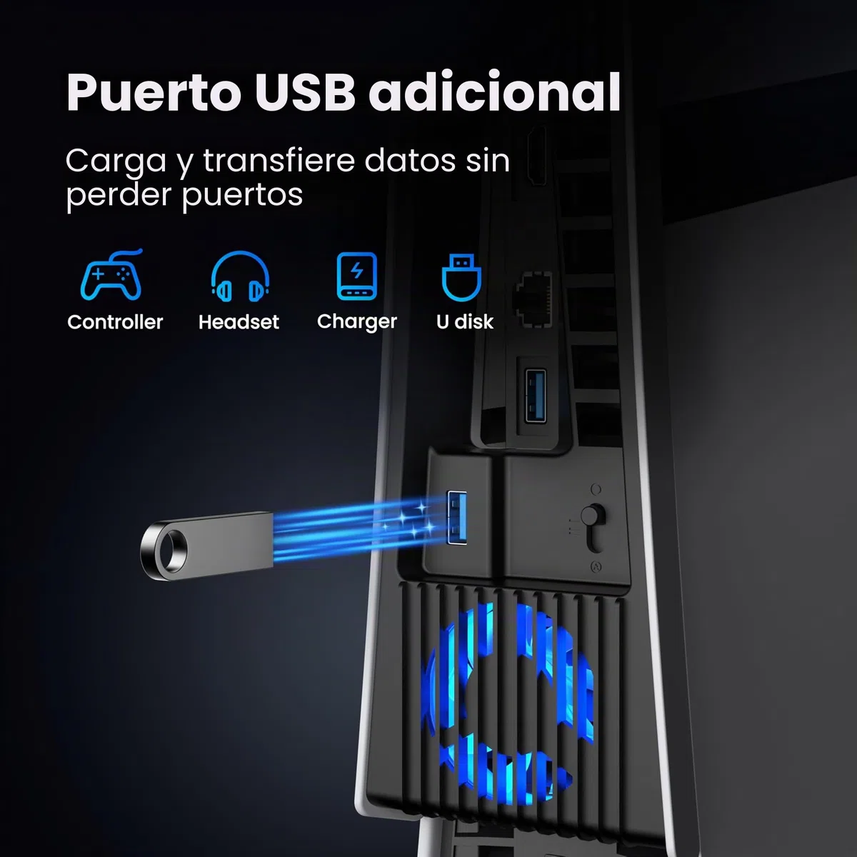 KIWIHOME Ventilador de Enfriamiento Mejorado para PS5 Pro con 4 Ventiladores y 36 Aspas, Enfriamiento más Silencioso con Velocidad Ajustable, Apagado Automático,No para PS5 2020/Versión Slim 2023