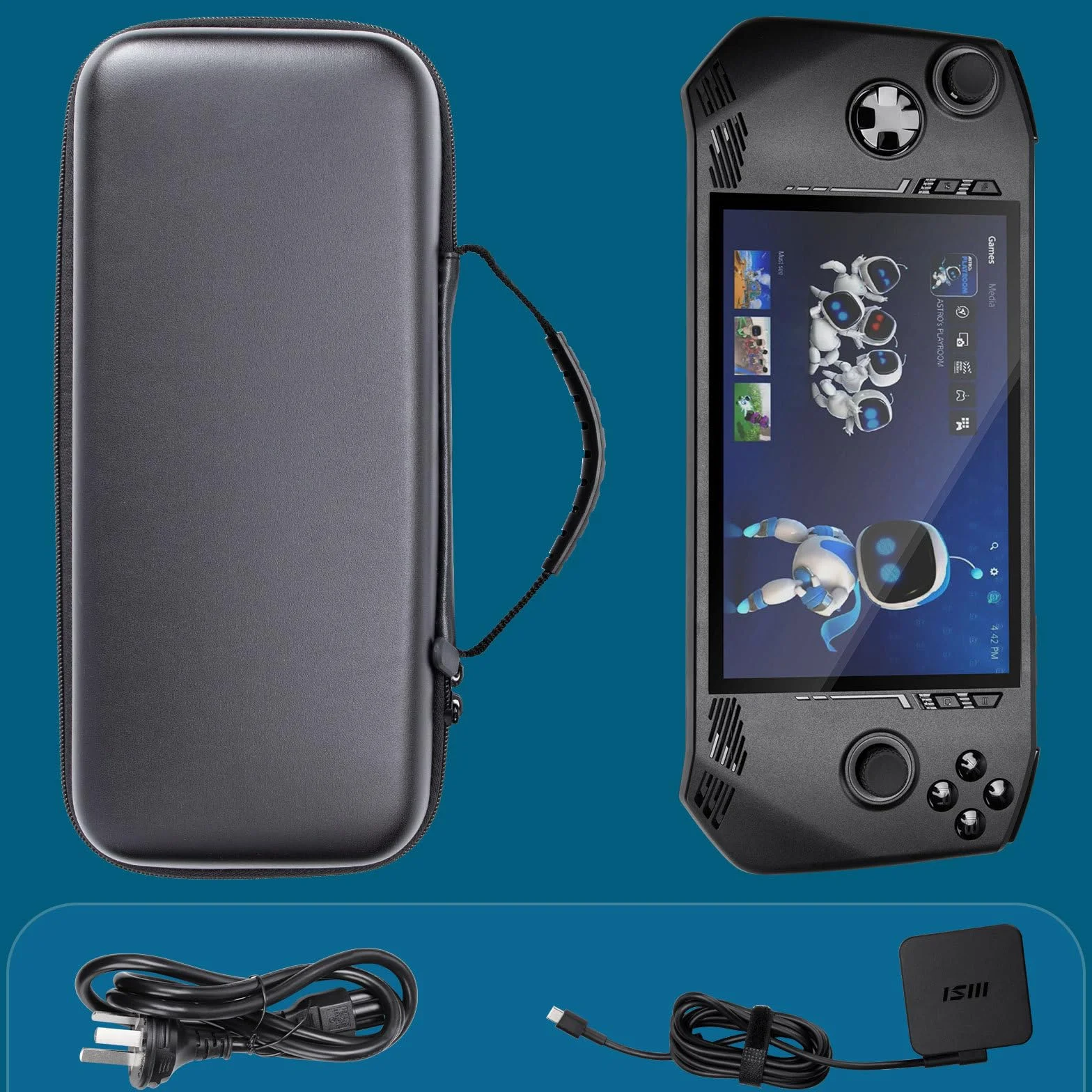 Hzycwgone Funda para MSI Claw,Viajar Bolsa de Transporte para MSI Claw A1M Juegos Portátiles,Estuche Rígido con Ranura para Tarjetas de Juego & Bolsillo de Malla para MSI Claw Accesorios(Negro)