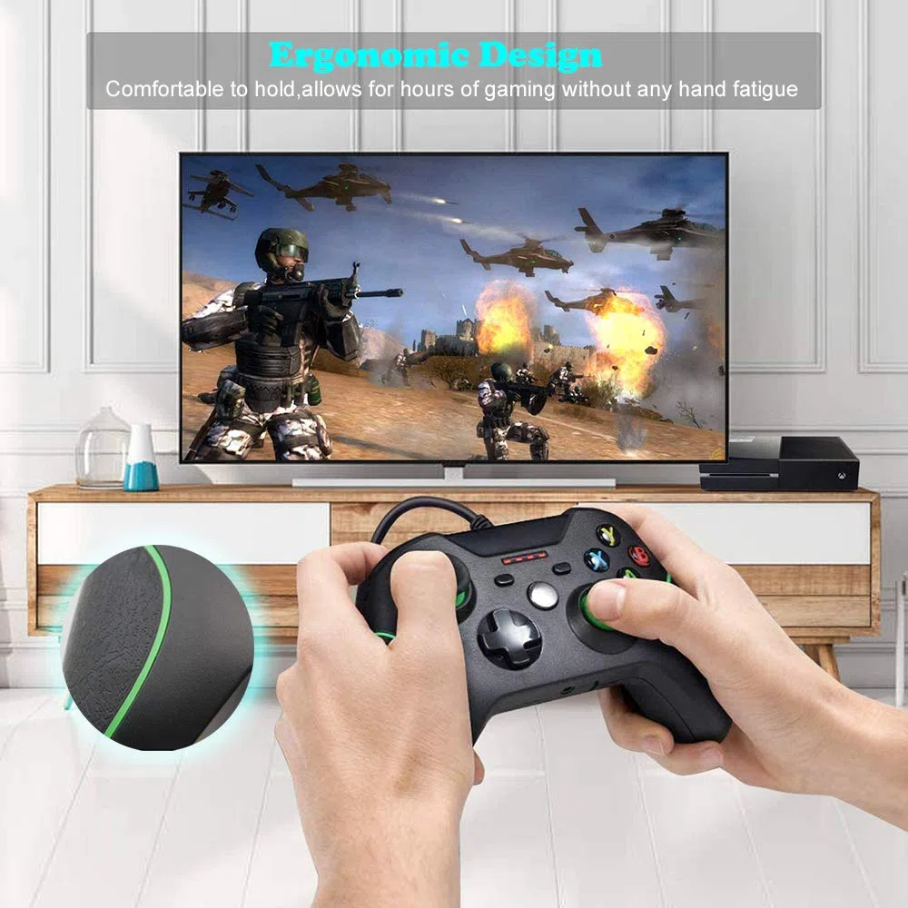 Controlador con cable para Xbox One, Xbox One con cable y mando USB compatible con Xbox One/S/X/PC Windows 7/8/10 con conector de audio de 3,5 mm