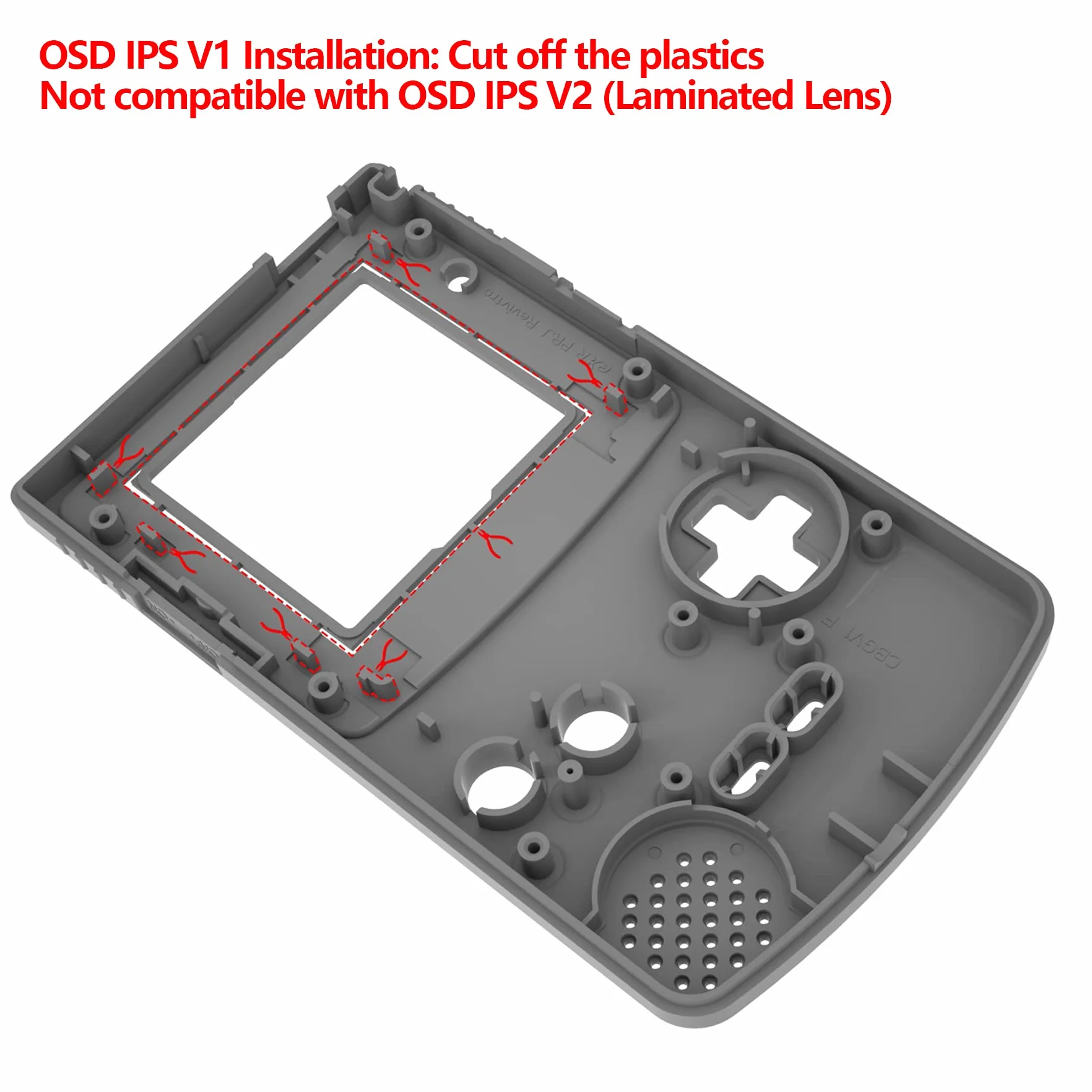 eXtremeRate Carcasa Transparente IPS Ready para Game Boy Color (GBC), Compatible con OSD IPS y LCD Estándar, Kit de Funda con Botones para Game Boy - Sin Consola ni Pantalla, Rojo