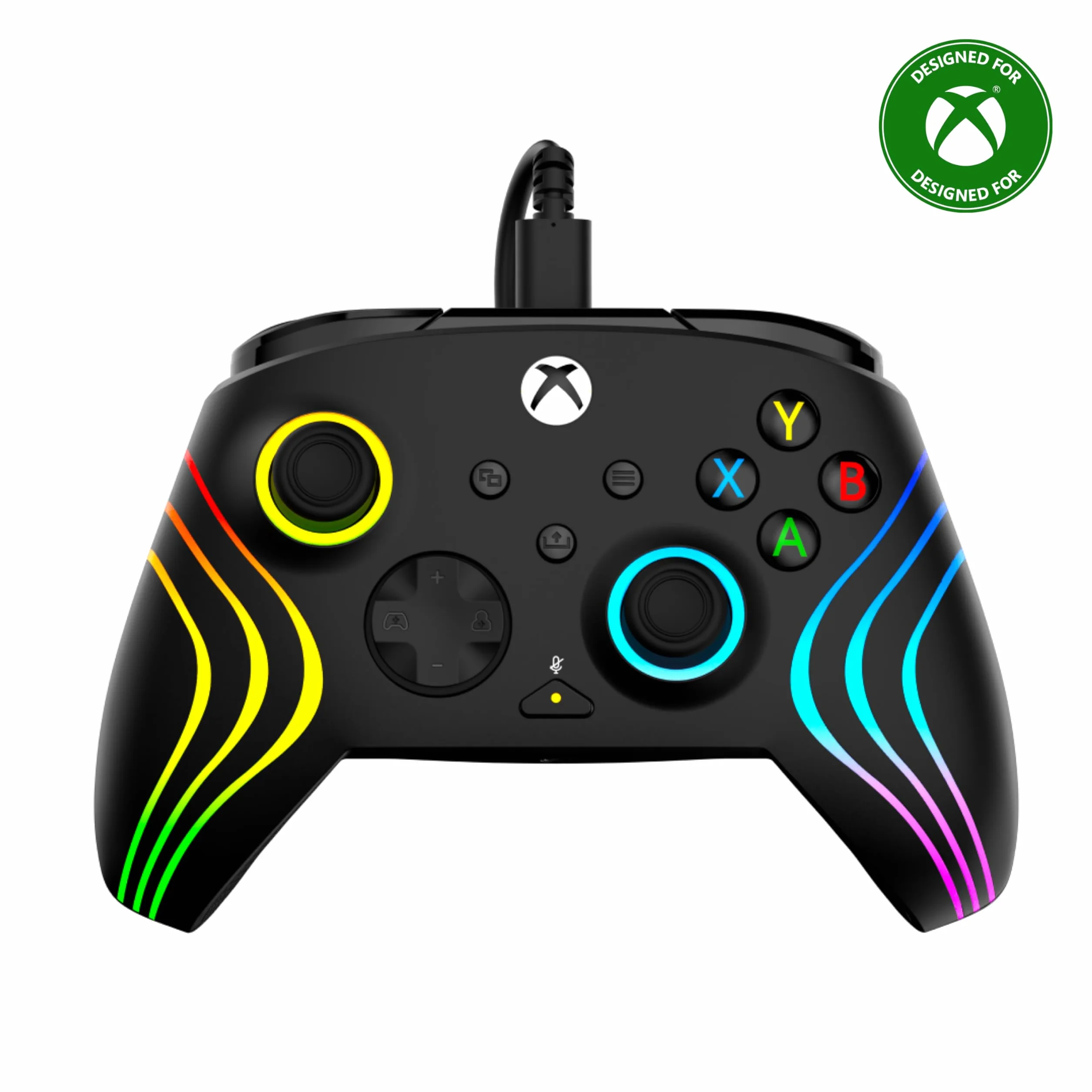 Turtle Beach Afterglow Wave Mando Negro con Cable RGB - con Licencia para Xbox Series XS, Xbox One y Windows - Botones programables, disparadores de Efecto Hall, Controles de Audio