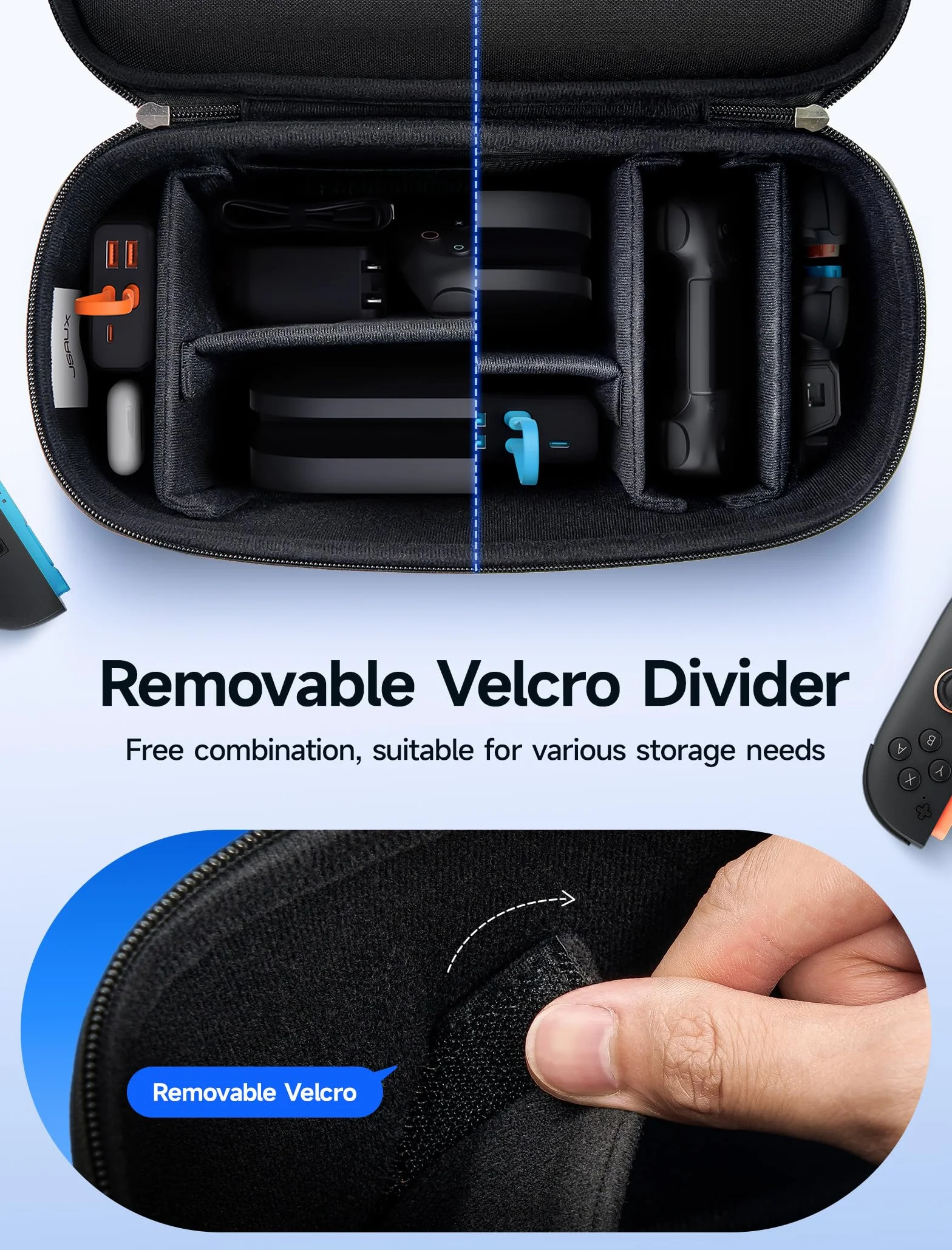 JSAUX Funda Todo-en-Uno para Nintendo Switch 2, Bolsa de Viaje para Dock, Mando Pro y Accesorios, Compatible con Consola con Funda, Gran Capacidad – Negro