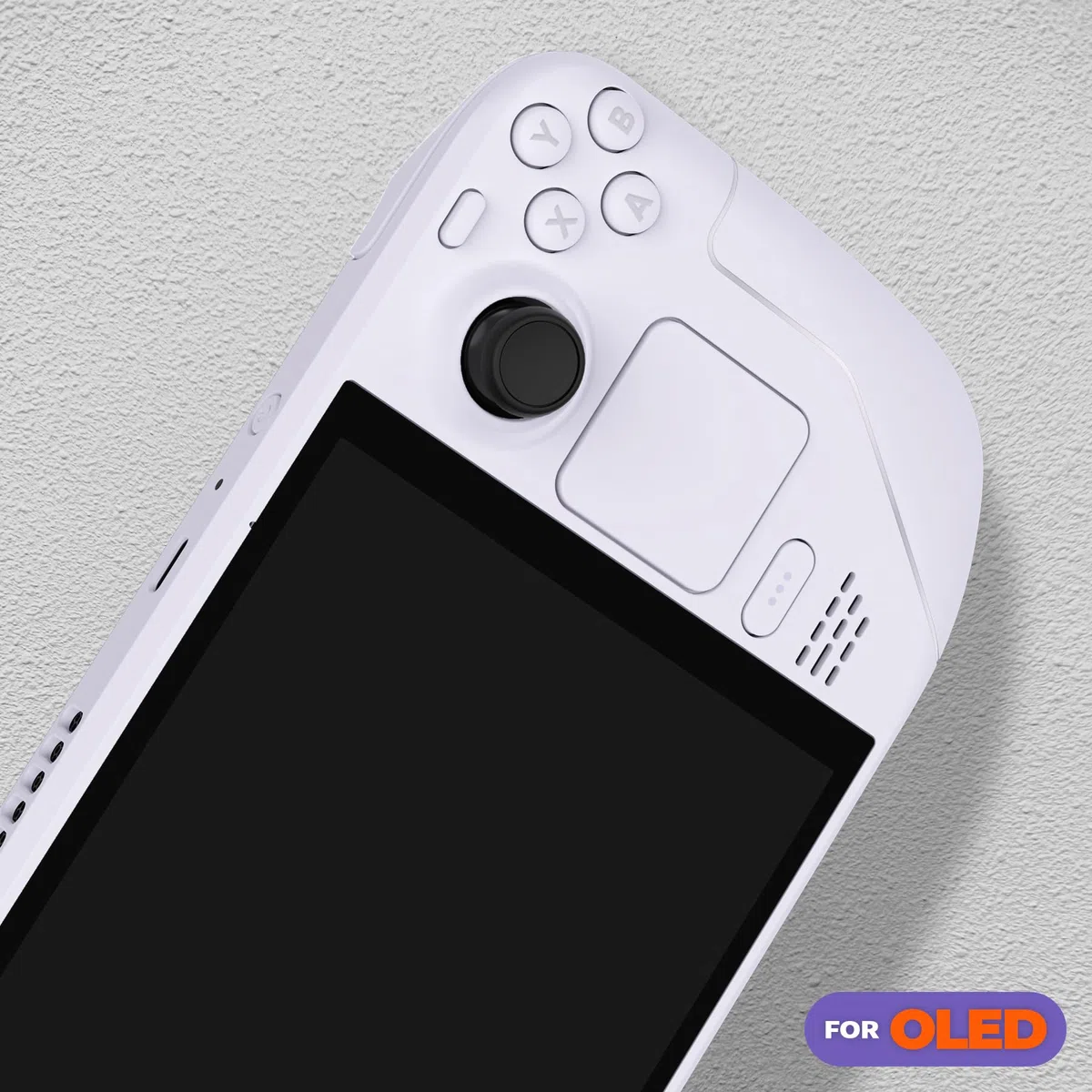 eXtremeRate Carcasa Completa Compatible con Steam Deck OLED Portátil Accesorios Placa Frontal Cubierta Trasera y Trackpad Funda Case con Botones para Steam Deck OLED-Consola NO Incluida(Blanco)