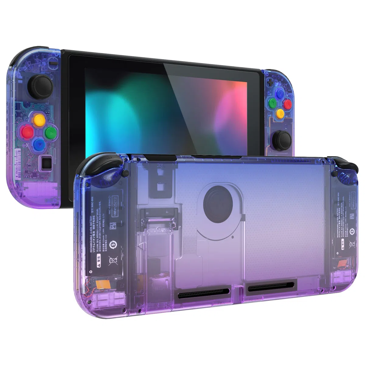 eXtremeRate Carcasa Transparente para Nintendo Switch Accesorios Funda Protector Shell Placa de reemplazo con Botones para Nintendo Switch Consola Joycons Control(Bluebell Gradiente)