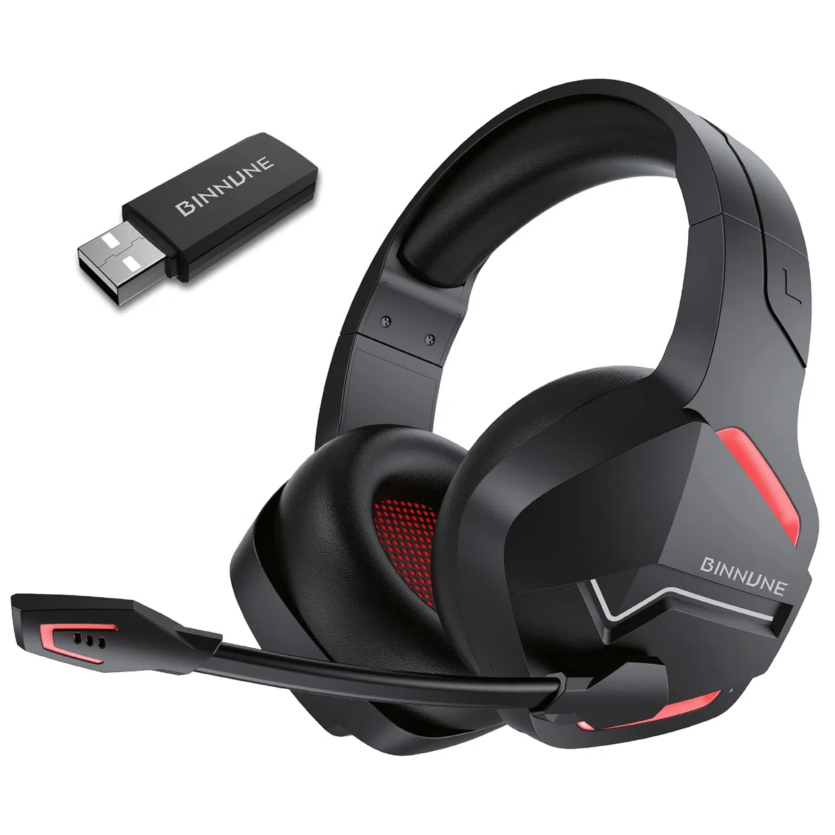 BINNUNE Auriculares inalámbricos para Juegos de 2.4 GHz, para PS4, PS5, PC, NS
