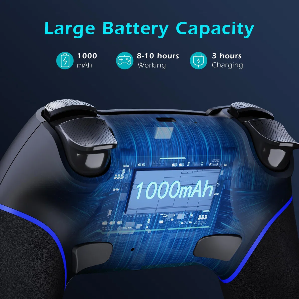 CHEREEKI Mando para PS4, Mando Play 4 Inalambrico Compatiable con P4 Pro, P4 Slim con Joystick HALL, Función de Mapeo, Giroscopio y Vibración Dual