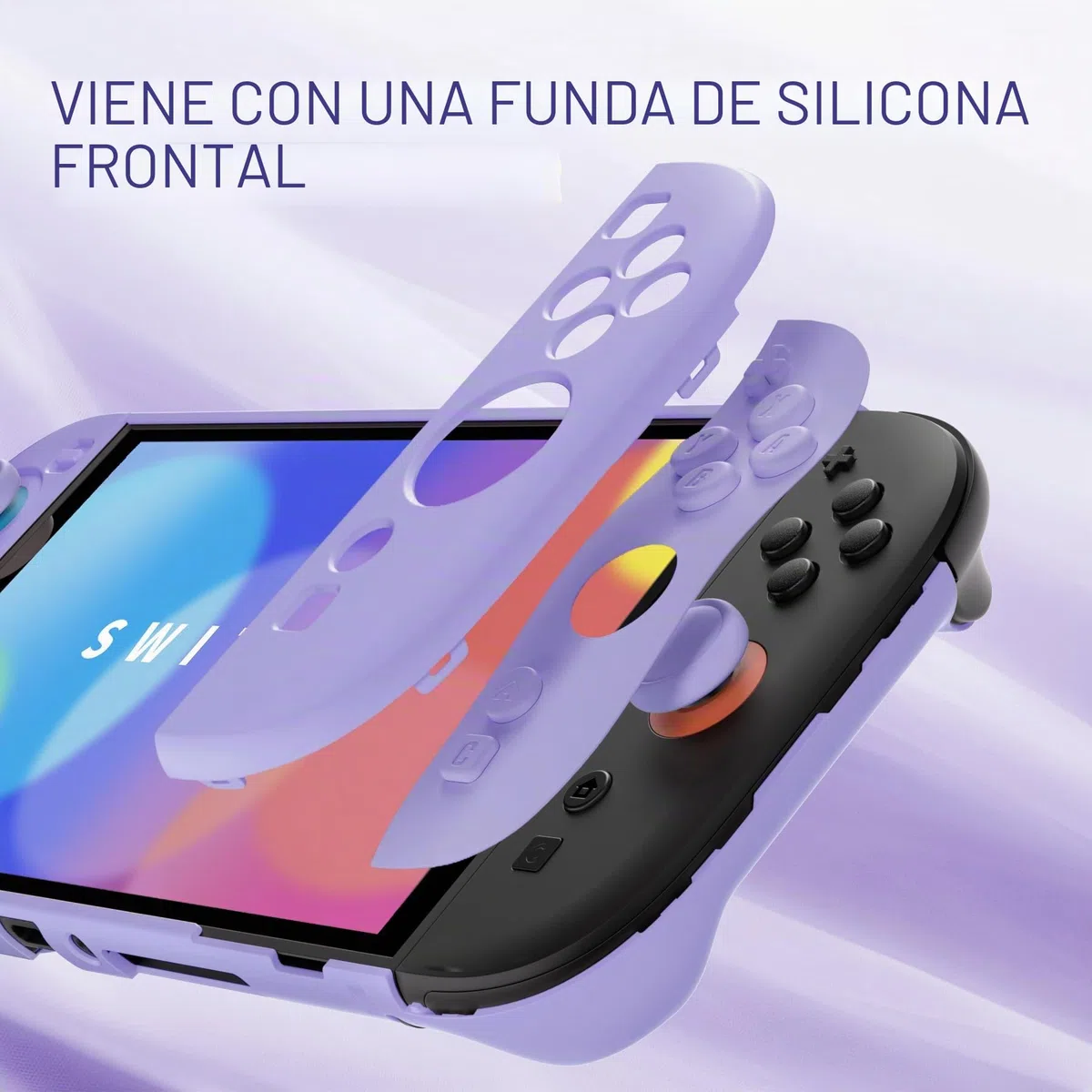PlayVital Funda Protectora para Nintendo Switch 2 - Carcasa Rígida con Tapas para Joystick, Pegatina y Botones, Compatible con Dock, Antirayaduras y Antigolpes (Violeta Claro)