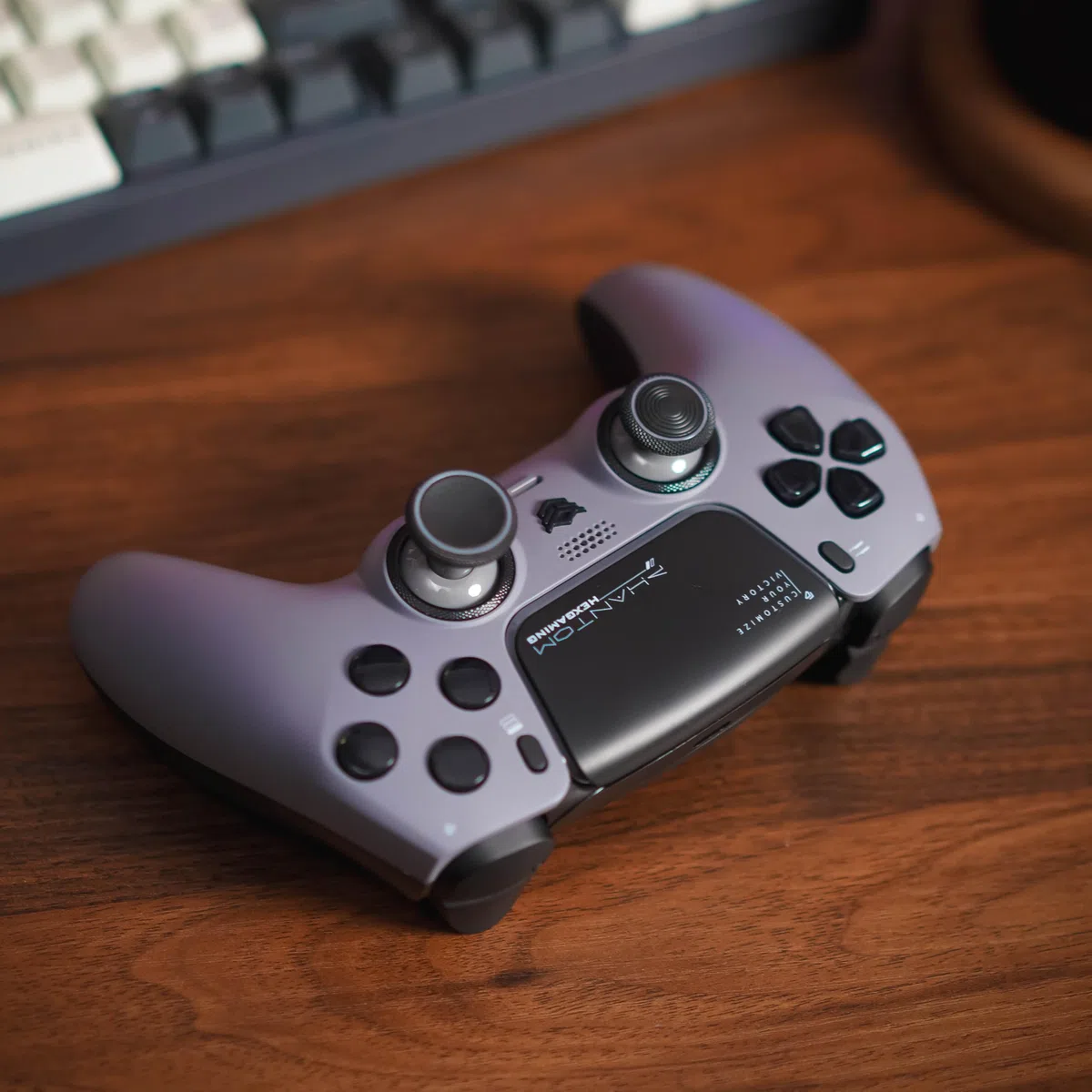 HEXGAMING PHANTOM Pro Juego Controlador para ps5/PC/Móvil, Elite Gamepad con 4 Botones Reasignables/6 Perfiles de Remapeo/8 Palancas/Gatillos para ps5 Juego Adaptable-Efecto Hall(Gris Sombra)