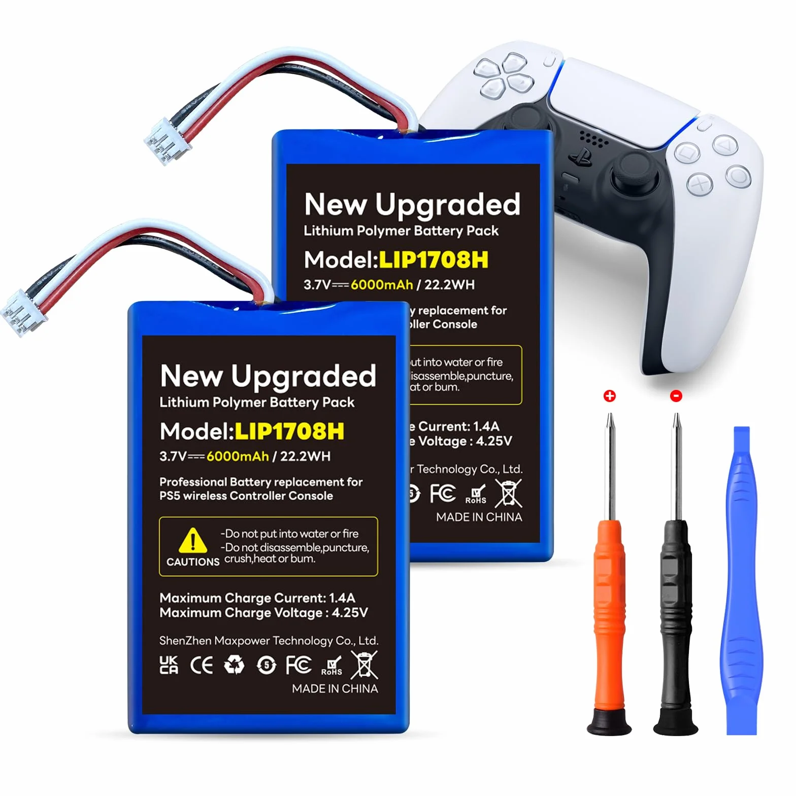2 unidades para Sony PS5, [6000 mAh] (nueva actualización de 2026), batería de ion de litio de repuesto para controlador inalámbrico PS5 PlayStation 5 DualSense
