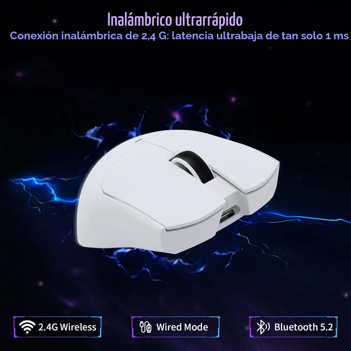 ATTACK SHARK X11SE Ratón Inalámbrico para Juegos, 63g Superligero, con Sensor PixArt PAW3311, 22000DPI, Trimodo Bluetooth/2,4GHz/con Cable, 1000Hz, Batería de 300 mAh, para PC/Mac (Blanco)