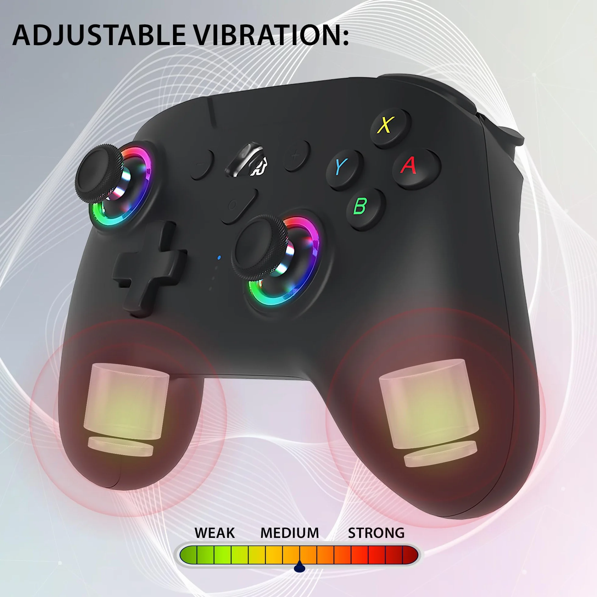 Subsonic – Mando para Nintendo Switch/Switch 2 - Mando Switch inalámbrico bluetooth con LED, vibración y giroscopio - Negro