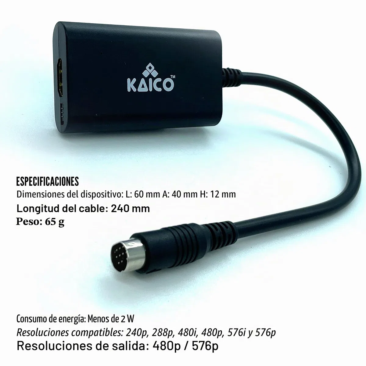 Kaico Adaptador HDMI Sega Saturn 1080p - para Uso con Sega Saturn - Soporta Salida de Video S - Soporta Consolas PAL y NTSC - Interruptor de relación de Aspecto para 16:9 o 4:3
