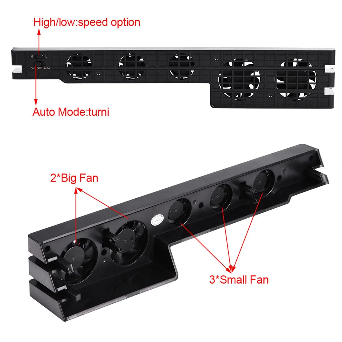 Ventilador para consola PS4 Pro con cable USB a CC, ventilador automático de temperatura constante, 5 ventiladores de refrigeración Super Turbo Control de temperatura Ventilador para Playstation