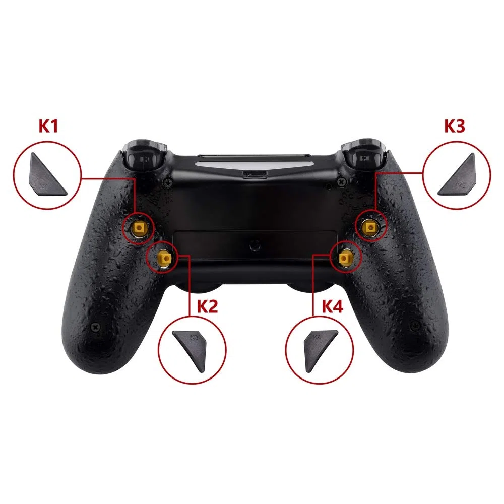 eXtremeRate Dawn Programable Remap Kit Botón de Reasignación para ps4 con Board de Actuelización&Carcasa Trasera Diseñada&4 Botones Traseros para ps4 Mando JDM 040/050/055(Salpicadura Negra)