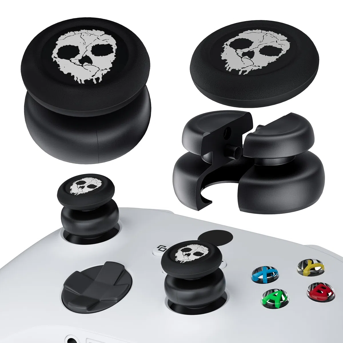 Extensor de pulgar que no se cae y funda de agarre de silicona, 2 juegos para Xbox Series X/S y Xbox One S/X (blanco fantasma)