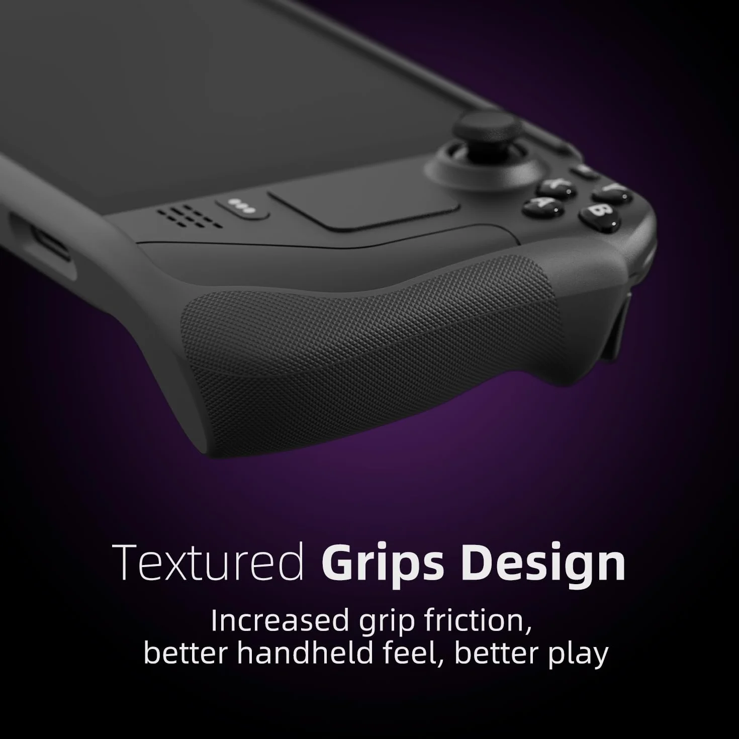 Skull & Co. GripCase SD for Steam Deck and Steam Deck OLED: A Soft Protective Case with Textured Grips Full Protection and Stand, Shock-Absorption Non-Slip and Anti-Scratch Cover Design - Black