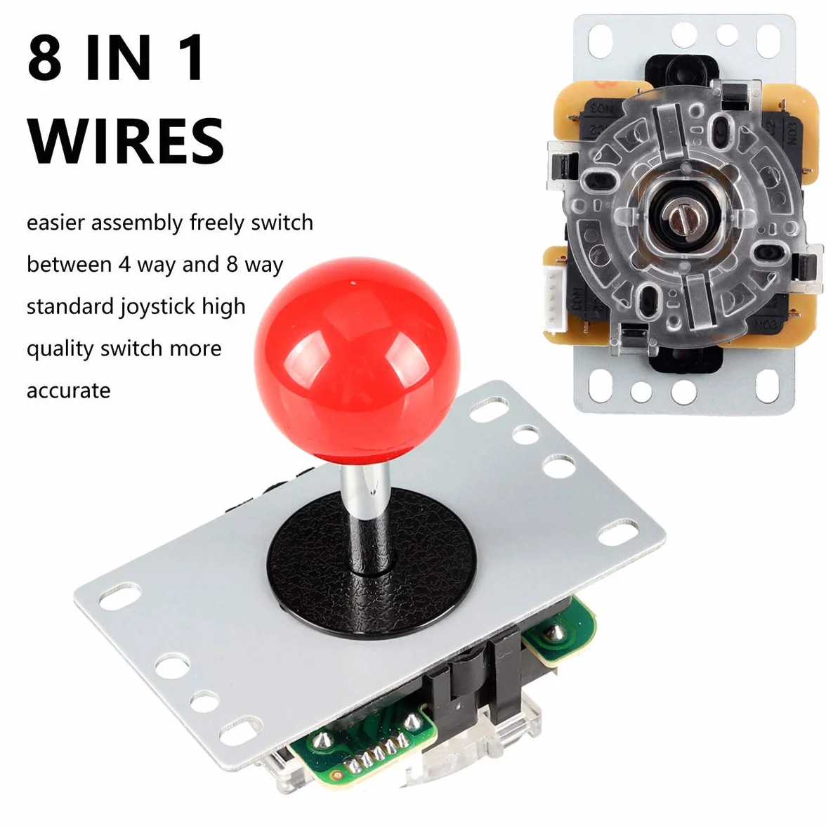 EG STARTS 4 Player Classic DIY Arcade Joystick Kit Parts USB Encoder para PC Juegos de controles 4/8 Way Stick 5V led Botones iluminados para videojuegos Consolas Mame Raspberry Pi y 4 colores