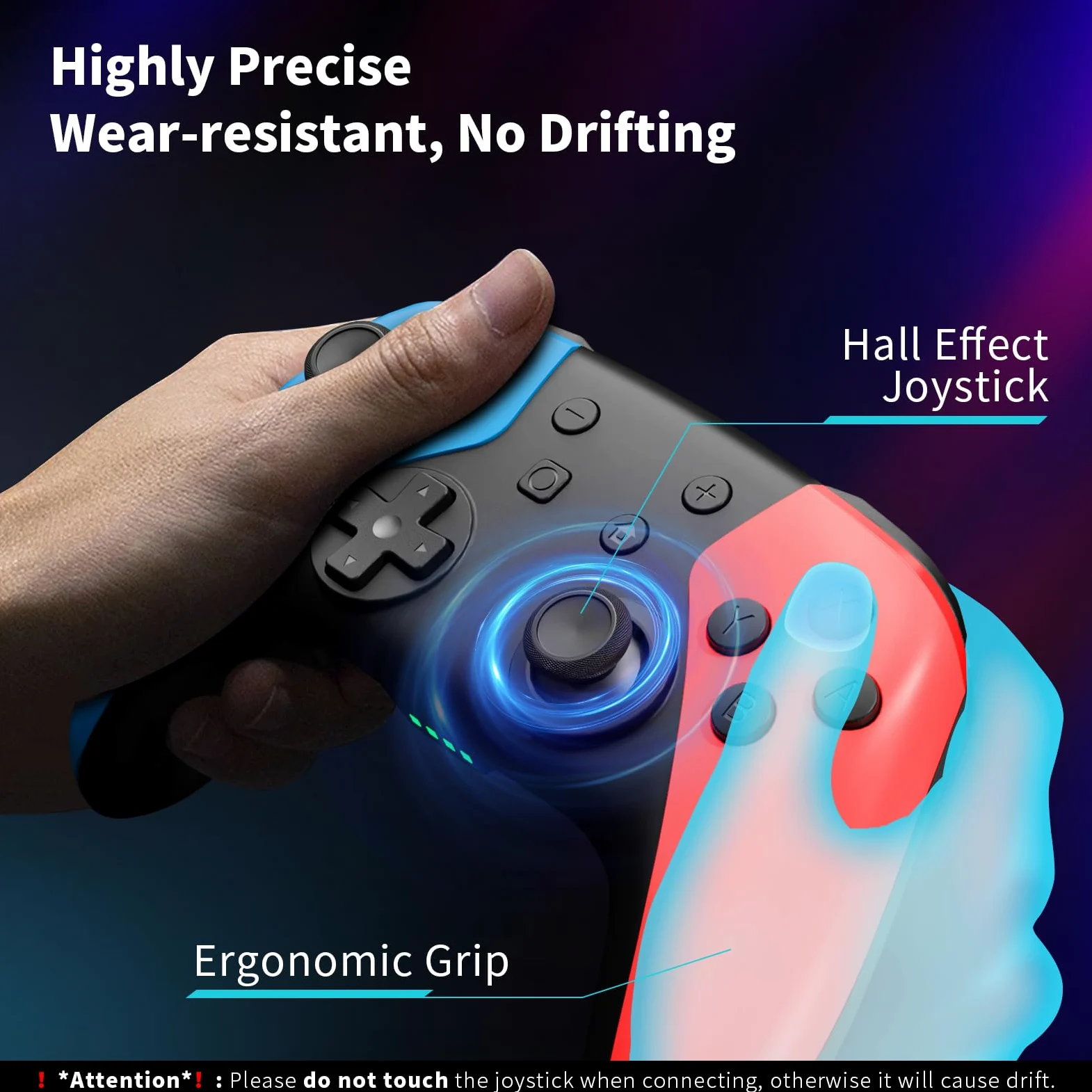 AceGamer Mando para Switch/Switch 2/ Lite/OLED con función Despertador con una tecla/Doble vibración/botón programable/Joystick Hall(Rojo&Azul)