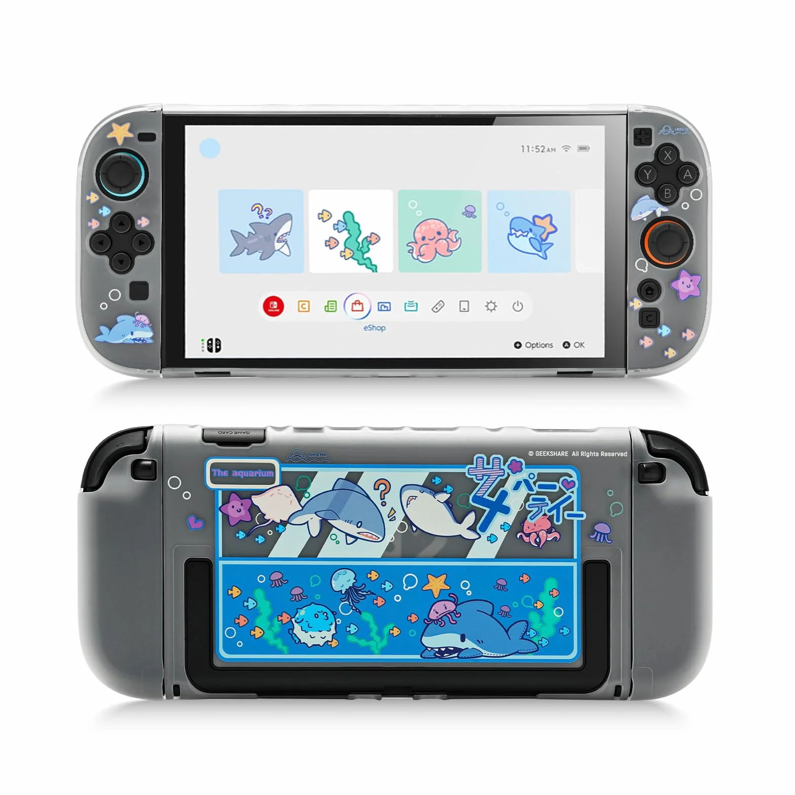 GeekShare Funda Slim Compatible con Switch 2, Funda de PC con Absorción de Golpes y Antiarañazos para Consola de Juego Switch 2 - Shark Party