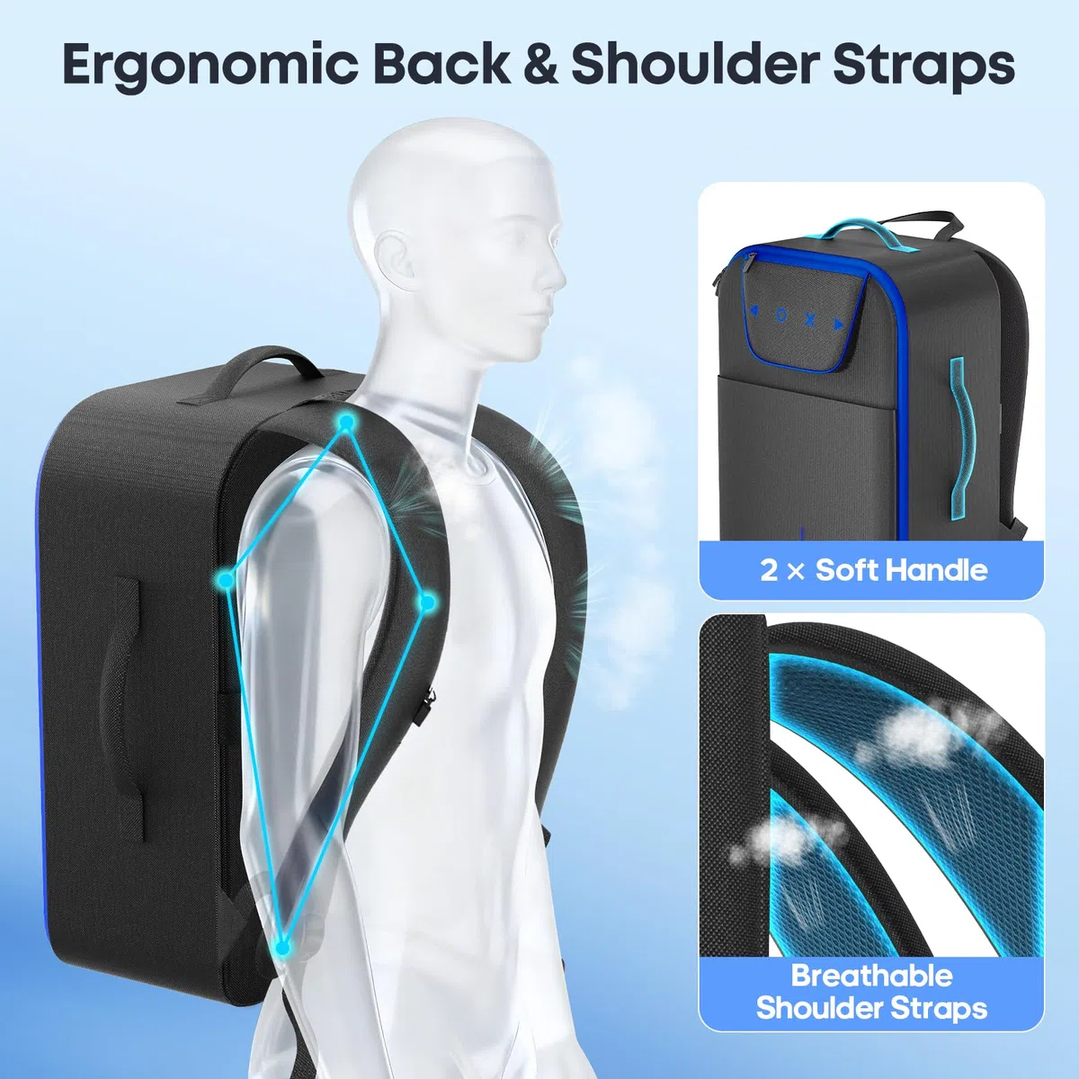 Mochila de Transporte para Consola PS5/Slim/Pro, Bolsa de Almacenamiento para PS5 de Gran Capacidad para Portátil de 16'', Funda para PS5 Accesorio para Mando P5, Auriculares y Discos