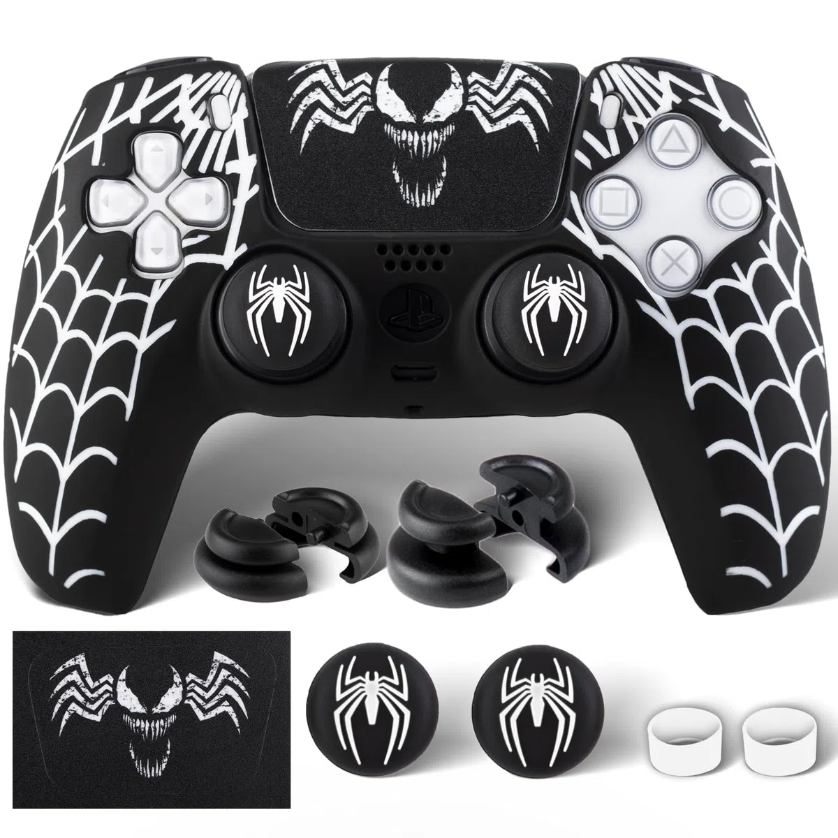 1 adhesivo de silicona y 2 empuñaduras extensoras para mando de PS5 Venom Web