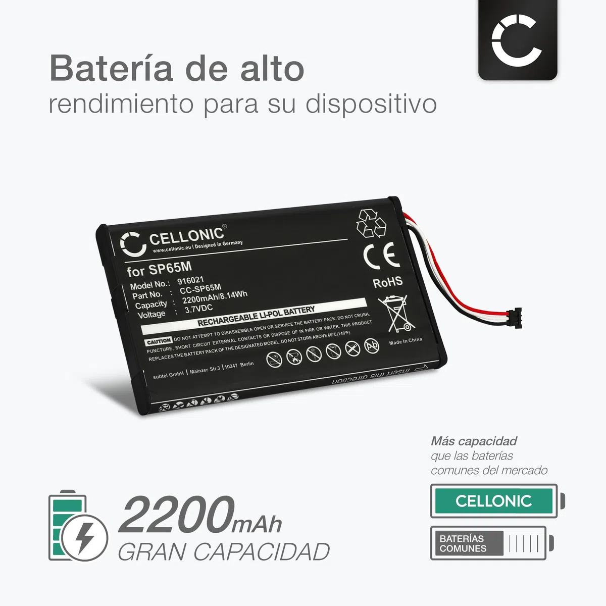 CELLONIC 1x Batería para Videoconsola Compatible con Sony PS Vita (PCH-1000 / PCH-1004), PS Vita (PCH-1100 / PCH-1104), SP65M - (2200mAh, 3.7V) + Juego de Herramientas