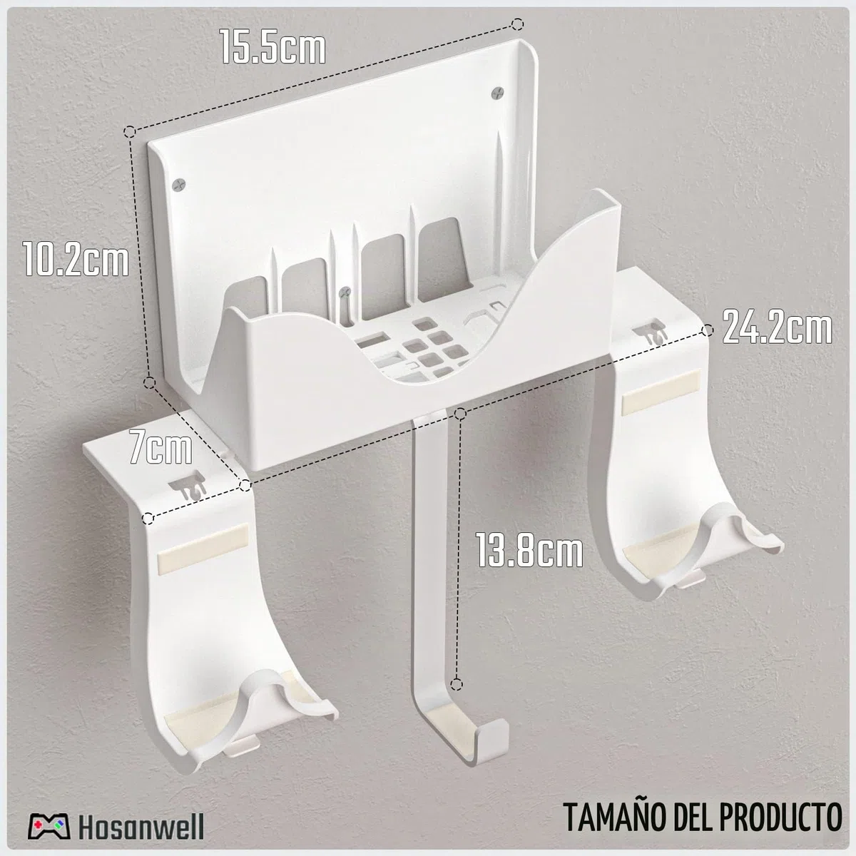 Hosanwell Soporte Pared para Xbox Series S, Montaje Pared para Consola, Controlador y Auriculares, Soporte Sólido con Tornillos y Orificio de Ventilación para una Fácil Instalación