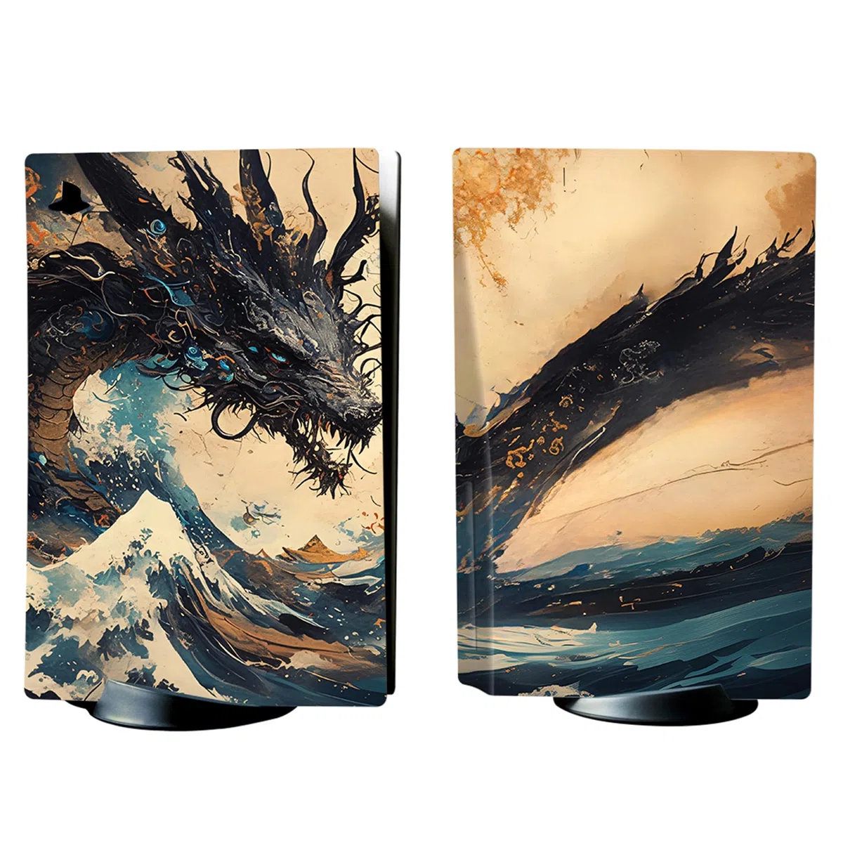 PlayVital Calcomanía Vinilo para ps5 Edición Disc - Pegatina Completa para Consola, Control, Estación de Recarga, Control Remoto y Audífonos, Skins Cubierta Protectora Adhesiva(Dragón Tempestad)