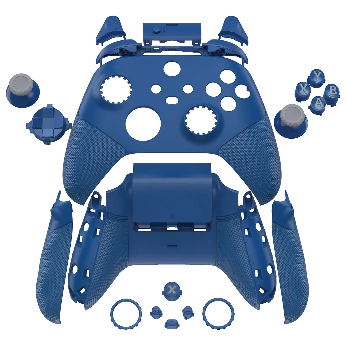 eXtremeRate ASR Versión Carcasa Completa Kit para Xbox Series X/S Mando, Botones y Grip con Topes de Gatillo Ergonómicos Placa Cubierta para Xbox Series X & S (Textura Diamante - Azul Yale)