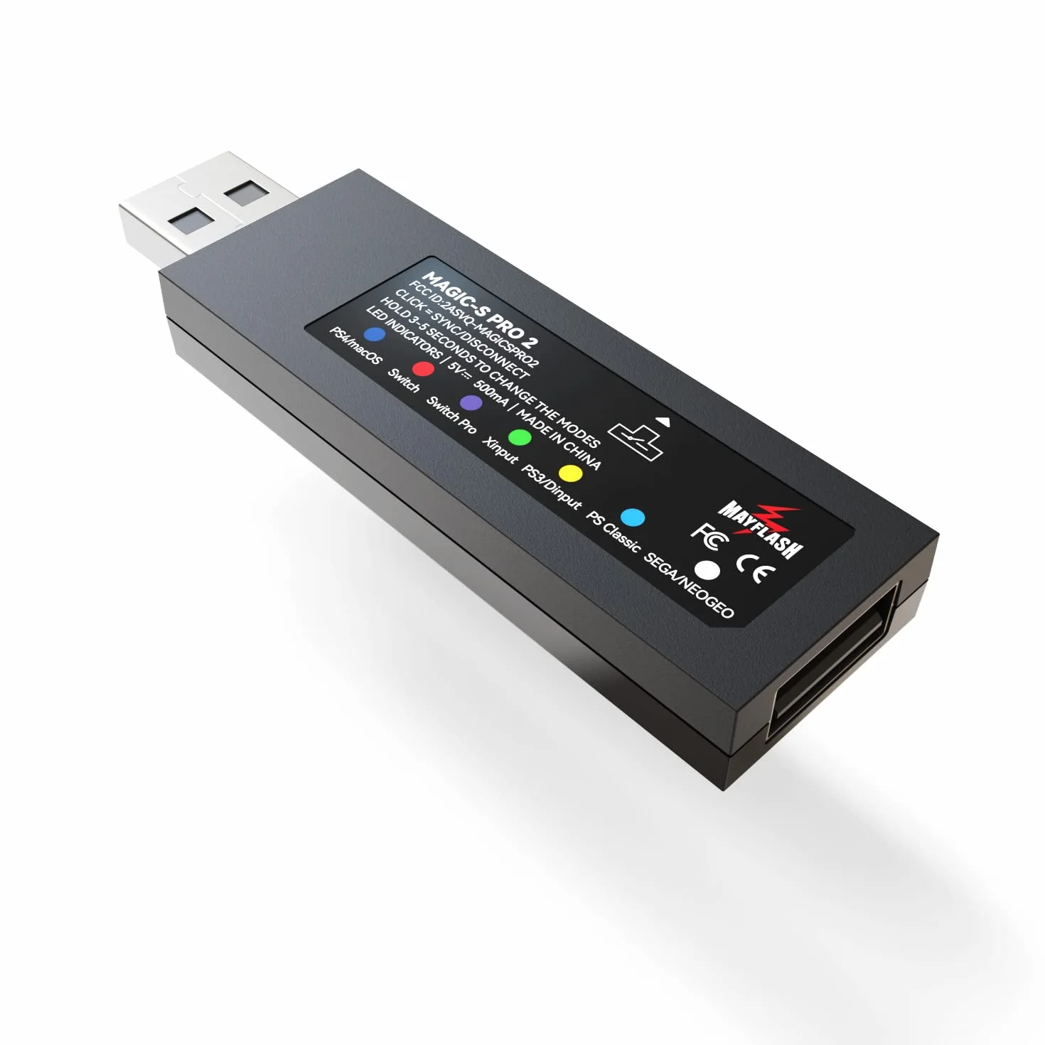 MAYFLASH Magic-S Pro 2 Adaptador USB Bluetooth Inalámbrico para PS4, Switch/Switch 2, macOS, Windows, Raspberry Pi, Compatible con Xbox Series X & S Controller, PS5 Controller y Más